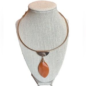 Choker Style Gold and Peach Stone Necklace